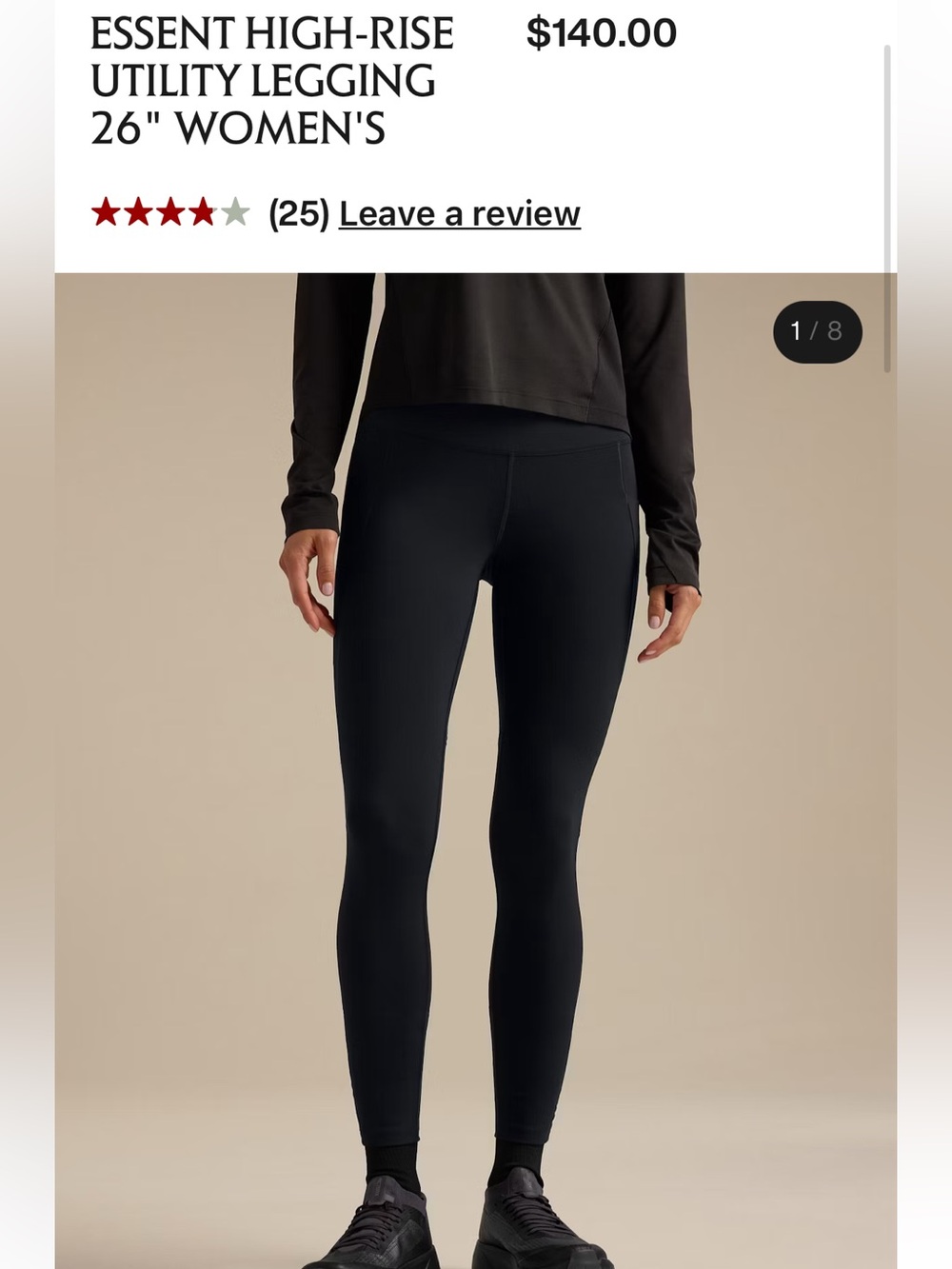 Arc'teryx Black High-Rise Performance Leggings